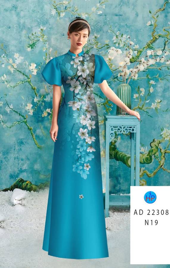 Vải Áo Dài Hoa In 3D AD 22308 14